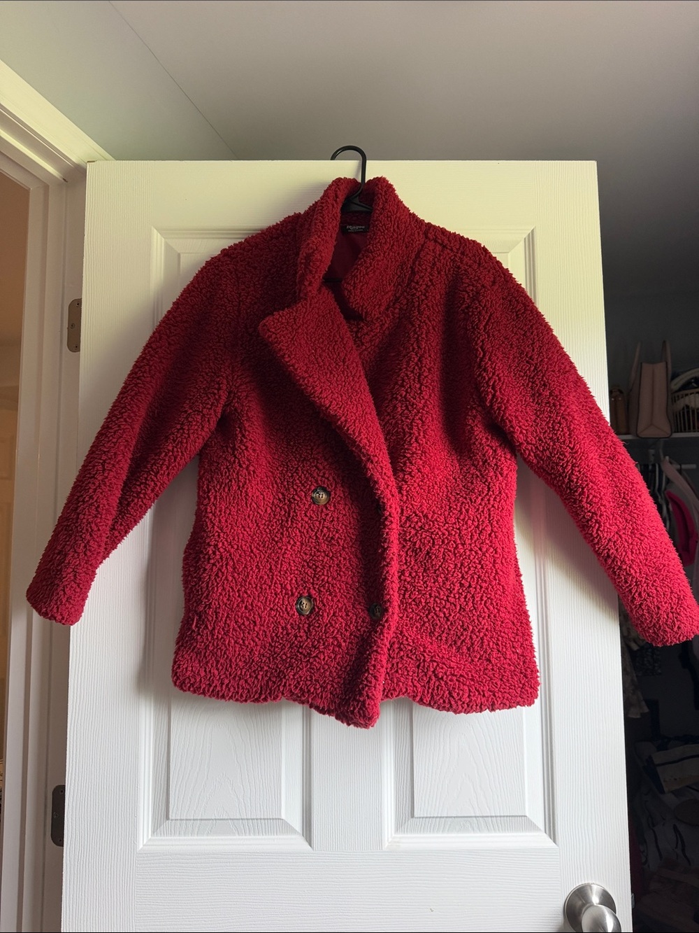 zeagoo Red Teddy Sherpa Peacoat Jacket